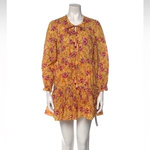 Farm Rio Yellow Floral Long Sleeved Mini Dress Size Small
